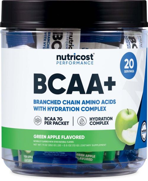 Suplemento Nutricost BCAA+ Hydration con sabor a manzana verde
