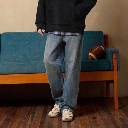 Jeans Meters Bonwe Pierna Recta Azul Medio Para Hombre