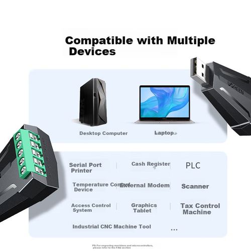 Convertidor UGREEN USB Tipo A a RS232/485 Industrial Negro