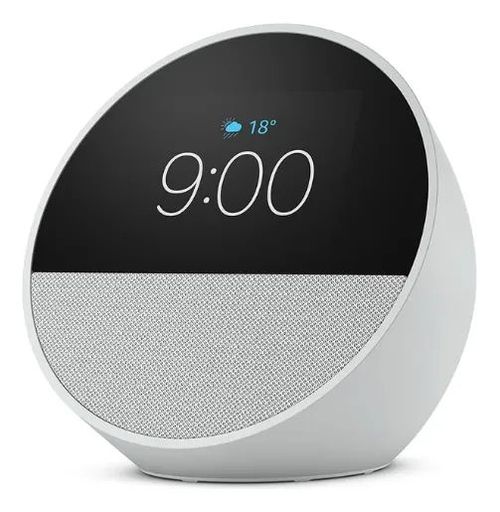 Amazon Echo Spot (modelo 2024) | Despertador inteligente con Alexa, pantalla personalizable y sonido vibrante | Blanco Glacial