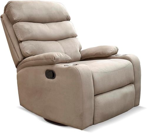 Blue Room Sillón Reclinable para Adultos Giratorio con Mecedora, Reposet Microfibra, Sistema Manual Color Beige