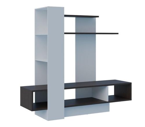 Mueble de Tv 60" MADIK con Nichos y Repisa blanco/rústico 200x180x48cm Modelo 2543.0008