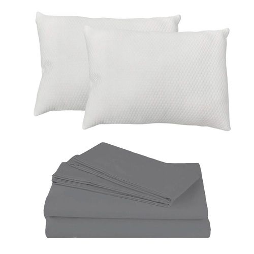 Sabanas Basic Spring Air King Size Gris+ Almohada Frosty 2 TRY
