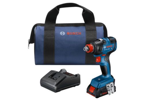 Kit de llaves de impacto Bosch GDX18V dos en uno de 1/4 y 1/2 pulgadas reacondicionado con bater