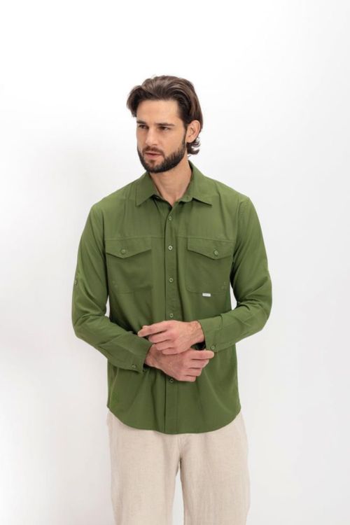 Camisa Nomad Hardwear para Hombre Manga Larga Outdoor Verde Ropa Resistente