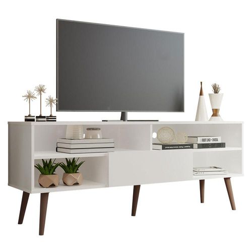 Mueble Mesa Para Tv Rack Madesa con Pies Hasta 65 Blanco