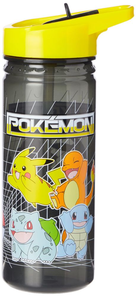 Botella de agua de plástico Pokémon sin BPA con pajita de 600 ml