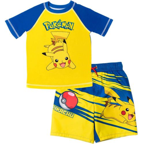 Set de baño Pokémon Pikachu Rash Guard y bañador para niños de 10 a 12 años