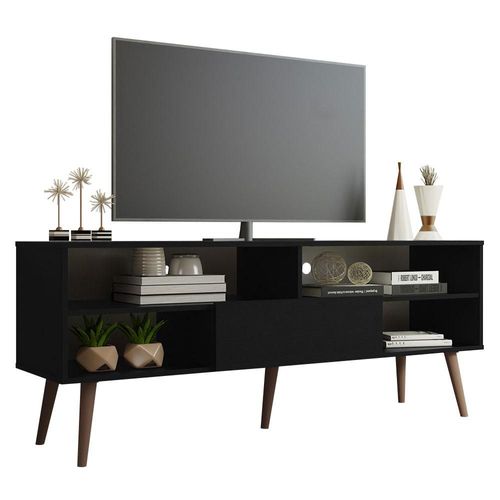 Mueble Mesa Para Tv Rack Madesa con Pies Hasta 65 Negro