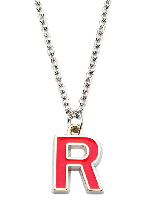Collar con colgante Pokémon Team Rocket R de acero inoxidable