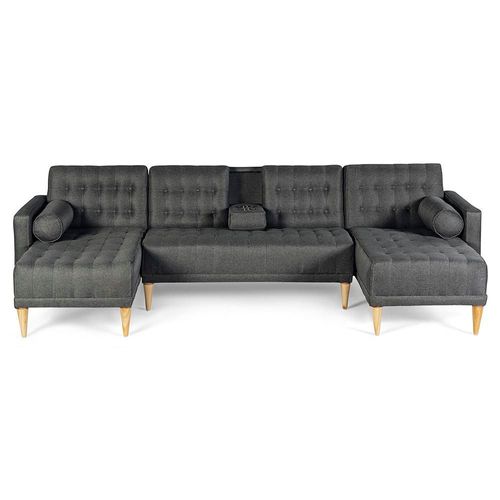 Sala Modular Doble Chaise Makora Oxford Brandon Con Memory Foam Y Respaldo Ajustable