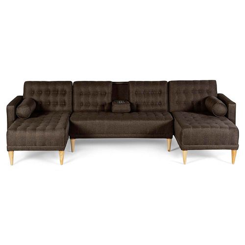 Sala Modular Doble Chaise Makora Cafe Brandon Con Memory Foam Y Respaldo Ajustable