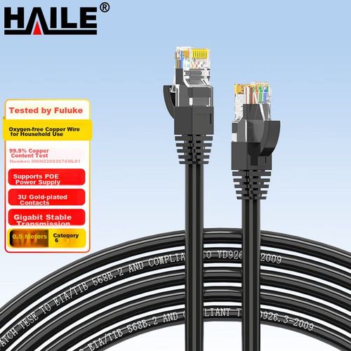 Cable de red HAILE HT-300H Categoría 6 Negro 0.5 m