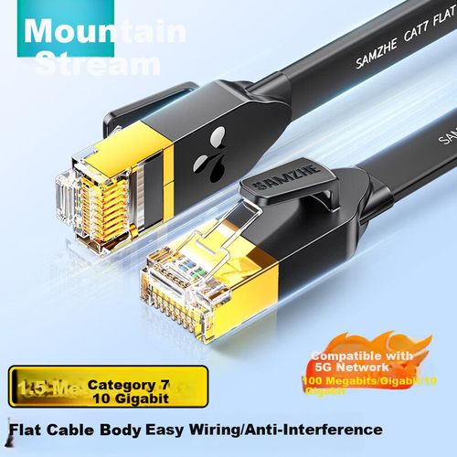 Cable Ethernet SAMZHE CAT7 Plano Negro 1.5 m