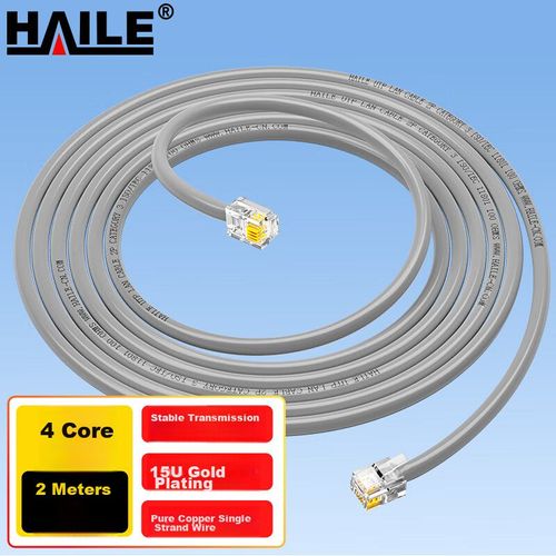 Cable telefónico HAILE HT-110 4 núcleos Gris 2 m