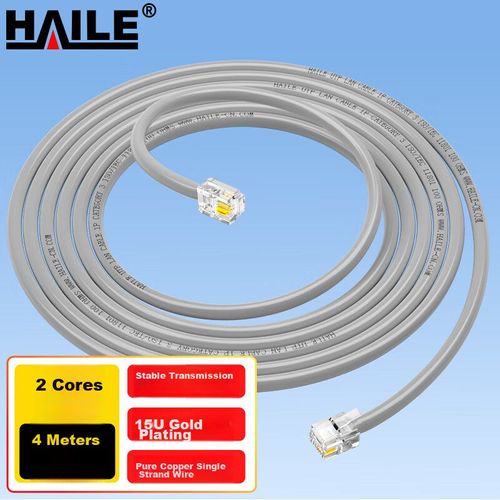 Cable Teléfono HAILE HT-100 2 Conductores RJ45 Gris 4m
