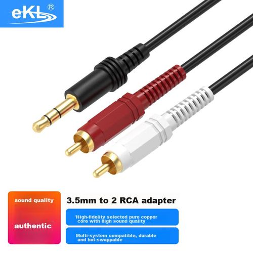 Cable adaptador eKL 3.5 mm a RCA doble 1.5 m Negro