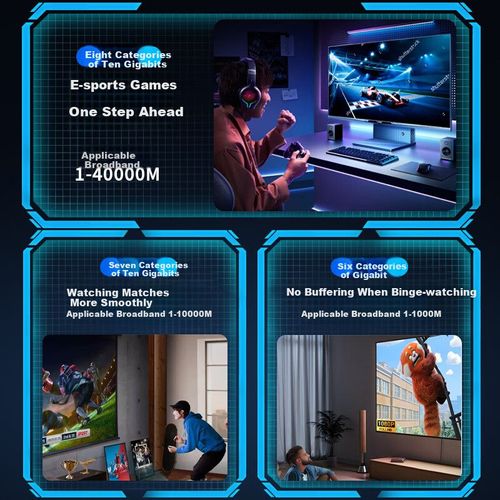 Cable Ethernet Jinghua W200 Cat8 Negro 2m