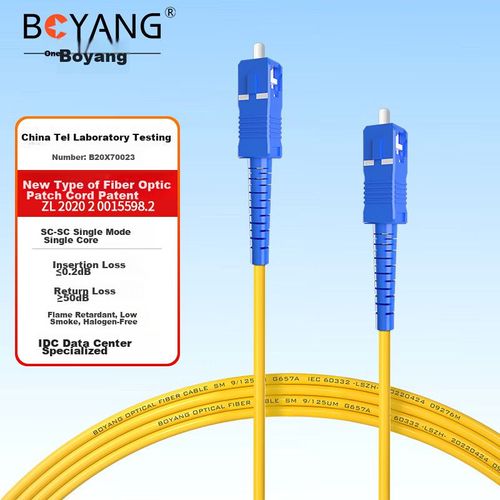 Cable Fibra Óptica BOYANG SC-SC Monomodo 1.5m Negro