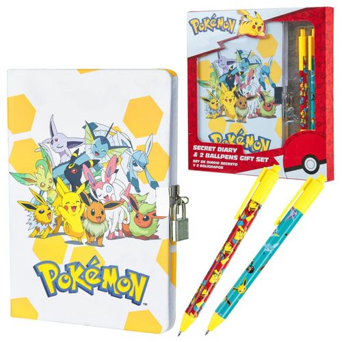 Set de papelería Pokémon Secret Dairy Notebook con candado para niños