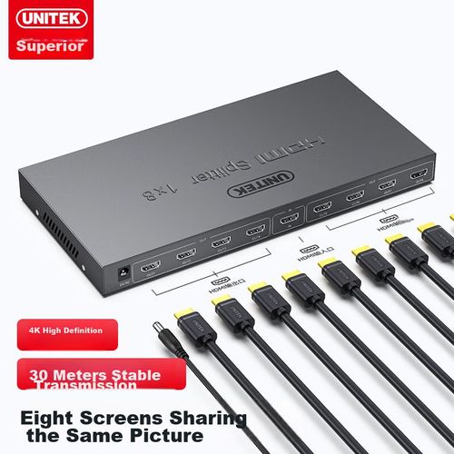 Splitter HDMI UNITEK V132A 1 Entrada 8 Salidas Negro