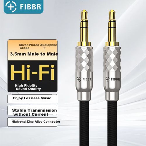 Cable AUX FIBBR 3.5 mm macho a macho Negro