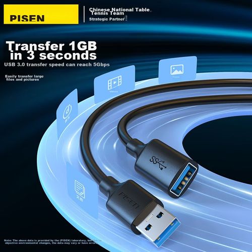 Cable extensión PISEN US01 USB 3.0 macho hembra Negro 1.5 m