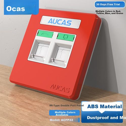 Placa de conexión AUCAS doble puerto tipo 86 rojo