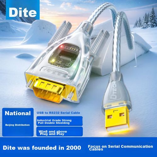 Adaptador DTECH IOT-5080 USB-A a RS232 DB9 Blanco transparente