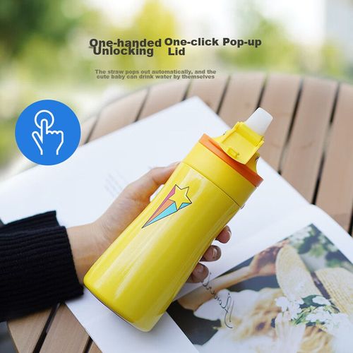 Botella Térmica Lock&Lock 600 Ml Azul Con Popote Para Niños