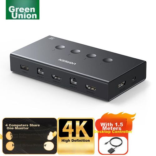 Conmutador KVM UGREEN CM608 HDMI 4 Entradas 1 Salida Negro