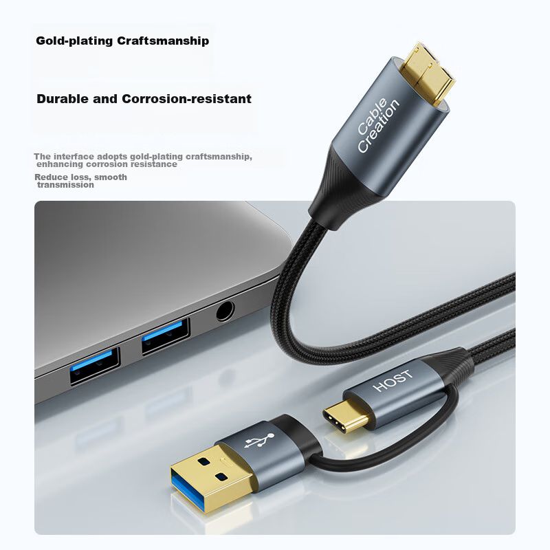 Cable CABLE CREATION CC1261-CC1264 Tipo C a Micro USB 3.0 Negro