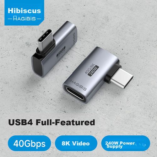 Adaptador Hagibis USB4 Tipo C macho a hembra Gris espacial