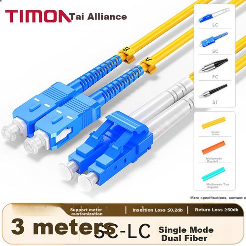 Cable Fibra Óptica TIMON LC-SC Monomodo Dúplex 3 m