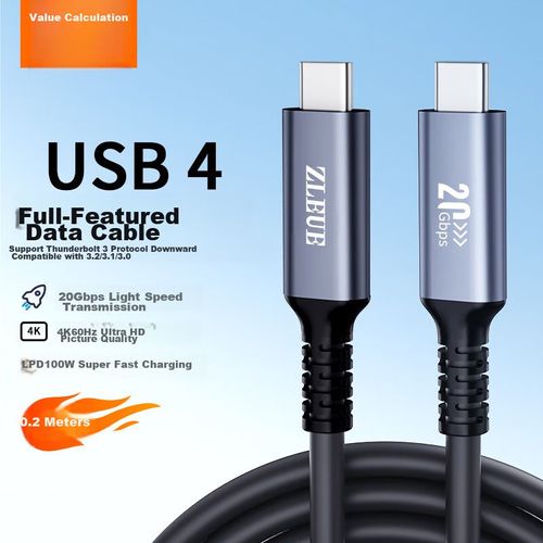 Cable ZLEUE ZL-U4002 Tipo C a Tipo C USB4 100W Negro