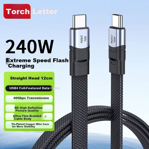 Cable USB4 JUXIN Tipo C a Tipo C 12 cm Negro