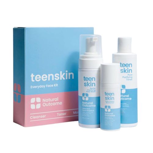 Kit de cuidado de la piel Natural Outcome Teen Skin de 3 pasos con limpiador facial tónico e hidratante