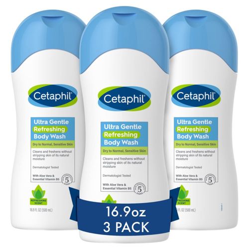 Gel de baño Cetaphil Ultra Suave Refrescante 500 ml paquete de 3