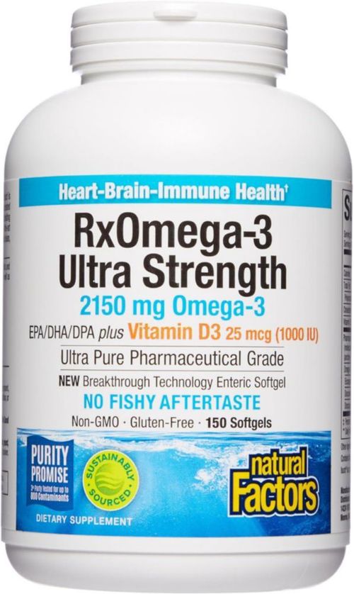 Complemente el aceite de pescado Ultra Strength de Natural Factors RxOmega-3