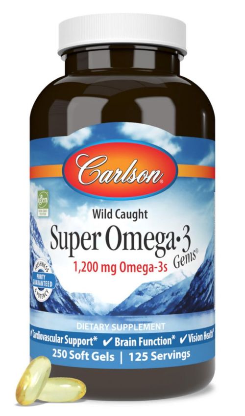Suplemento Carlson Super Omega-3 Gems 1200 mg 250 cápsulas blandas