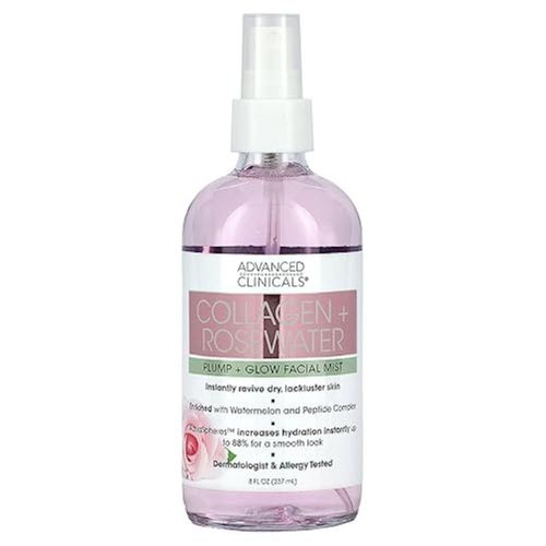 Tónico facial Advanced Clinicals con colágeno y agua de rosas 240 ml