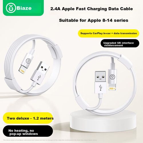 Cable Lightning para Auto Juego 2 Piezas 1.2 m USB Negro