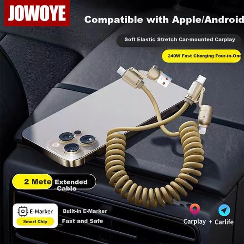 Cable JOWOYE 240W Retráctil Tipo C a Lightning Negro