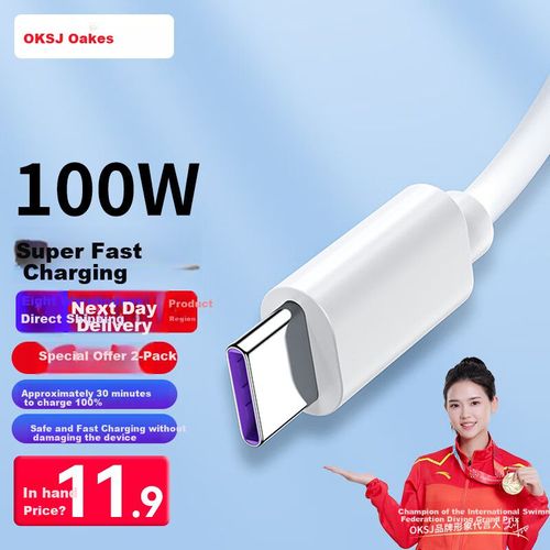 Cable OKSJ USB-A a Tipo-C 100W Negro