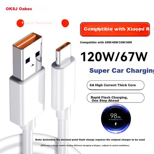 Cable OKSJ USB-A a Tipo C 6A 120W Negro