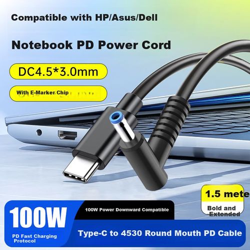 Cable Carga HP Trendsetter 65W Tipo C Negro