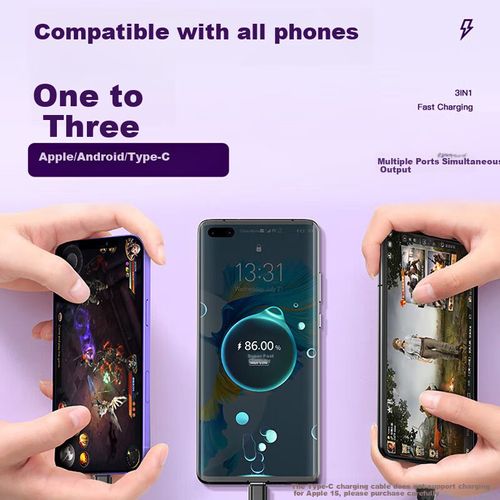 Cable Stiger 310 Tipo C Lightning Micro USB Negro