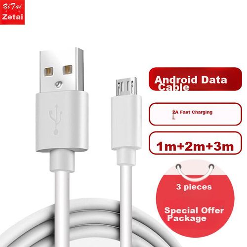 Cable ZiTai Micro USB USB 2.0 Blanco 1-3 m Set 3 piezas