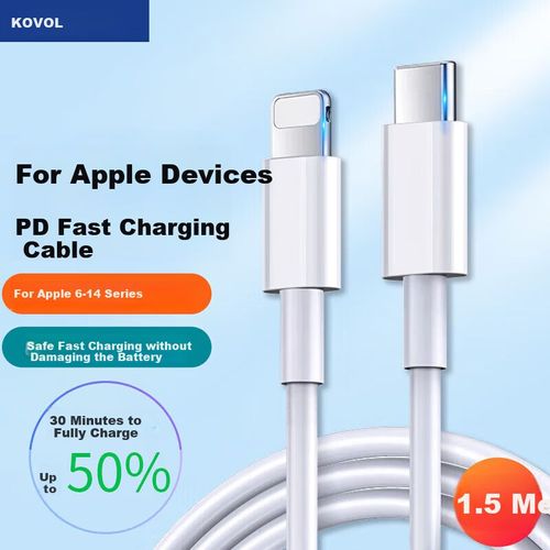 Cable KOVOL Tipo C a Lightning 1.5 m Negro