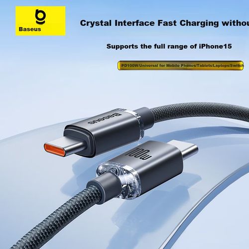 Cable Baseus Crystal Dual Tipo C a Tipo C 100W Negro